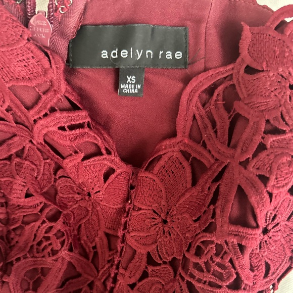 Adelyn Rae Burgundy Deep Red Maroon Eyelet Midi Dress “it” color of the season” - Picture 2 of 6